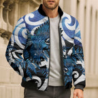 Piwakawaka New Zealand Matariki Bomber Puffer Jacket Maori New Year Silver Fern Blue Galaxy