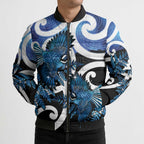 Piwakawaka New Zealand Matariki Bomber Puffer Jacket Maori New Year Silver Fern Blue Galaxy