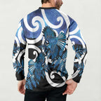 Piwakawaka New Zealand Matariki Button Sweatshirt Maori New Year Silver Fern Blue Galaxy