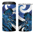 Piwakawaka New Zealand Matariki 4 in 1 Can Cooler Tumbler Maori New Year Silver Fern Blue Galaxy