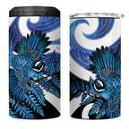 Piwakawaka New Zealand Matariki 4 in 1 Can Cooler Tumbler Maori New Year Silver Fern Blue Galaxy