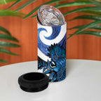Piwakawaka New Zealand Matariki 4 in 1 Can Cooler Tumbler Maori New Year Silver Fern Blue Galaxy