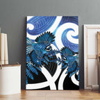 Piwakawaka New Zealand Matariki Canvas Wall Art Maori New Year Silver Fern Blue Galaxy