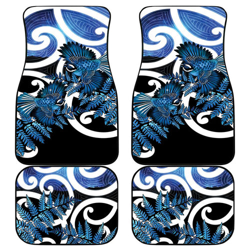 Piwakawaka New Zealand Matariki Car Mats Maori New Year Silver Fern Blue Galaxy