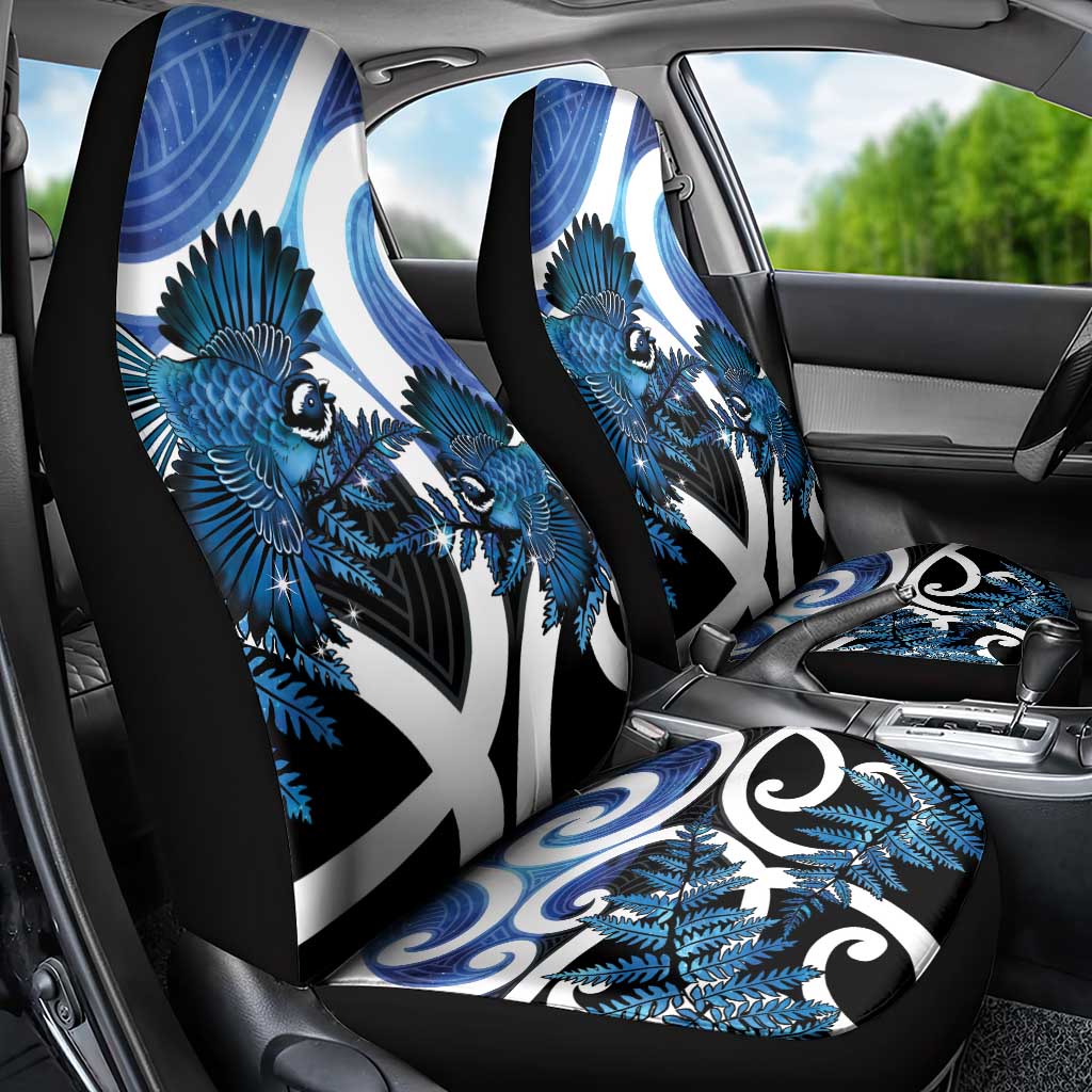 Piwakawaka New Zealand Matariki Car Seat Cover Maori New Year Silver Fern Blue Galaxy