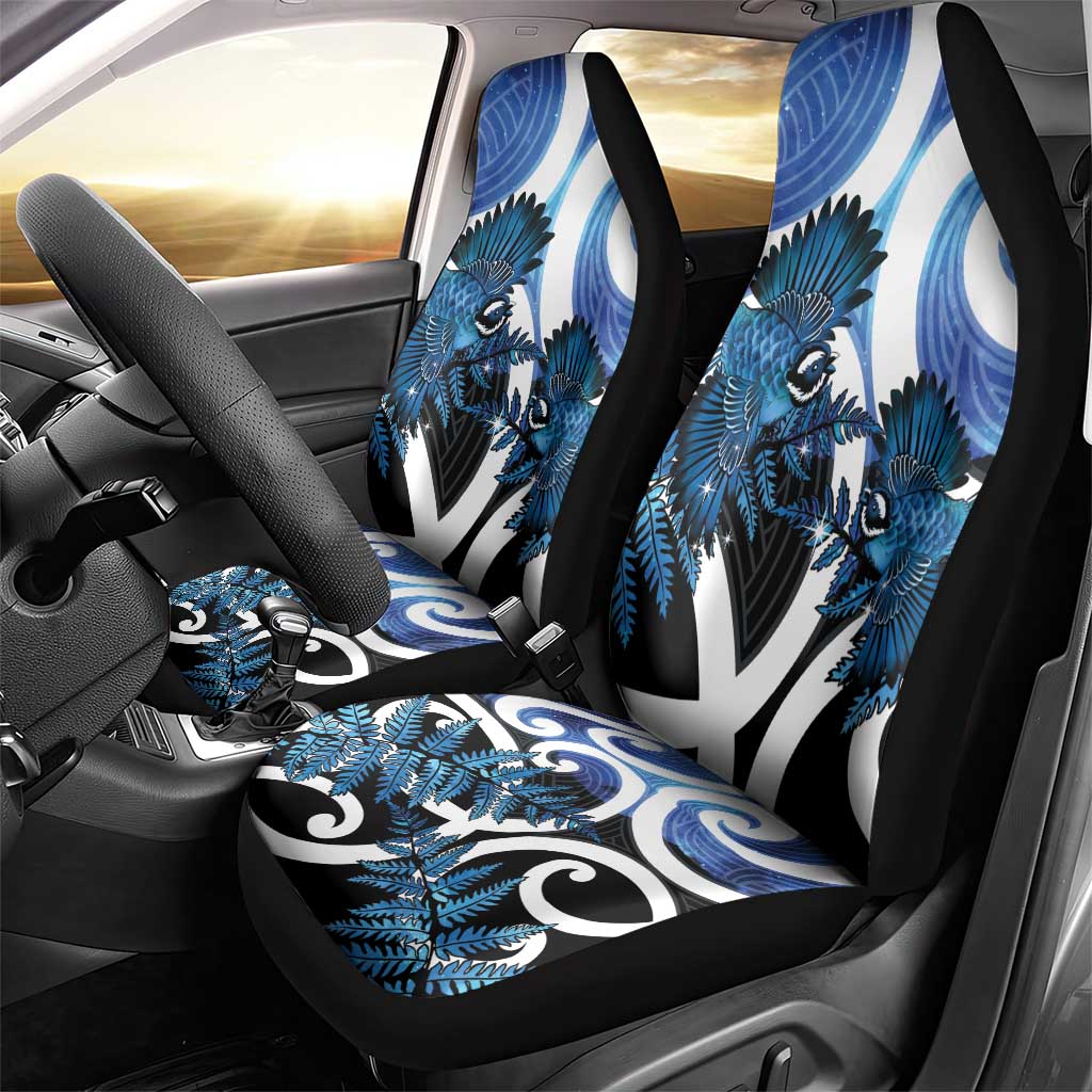 Piwakawaka New Zealand Matariki Car Seat Cover Maori New Year Silver Fern Blue Galaxy