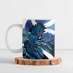 Piwakawaka New Zealand Matariki Ceramic Mug Maori New Year Silver Fern Blue Galaxy