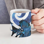 Piwakawaka New Zealand Matariki Ceramic Mug Maori New Year Silver Fern Blue Galaxy