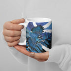 Piwakawaka New Zealand Matariki Ceramic Mug Maori New Year Silver Fern Blue Galaxy