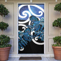 Piwakawaka New Zealand Matariki Door Cover Maori New Year Silver Fern Blue Galaxy