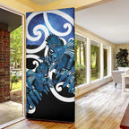 Piwakawaka New Zealand Matariki Door Cover Maori New Year Silver Fern Blue Galaxy