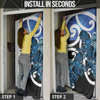 Piwakawaka New Zealand Matariki Door Cover Maori New Year Silver Fern Blue Galaxy