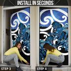 Piwakawaka New Zealand Matariki Door Cover Maori New Year Silver Fern Blue Galaxy