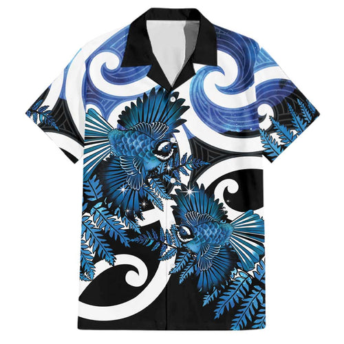 Piwakawaka New Zealand Matariki Family Matching Tank Maxi Dress and Hawaiian Shirt Maori New Year Silver Fern Blue Galaxy