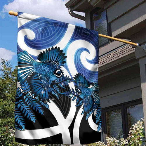 Piwakawaka New Zealand Matariki Garden Flag Maori New Year Silver Fern Blue Galaxy