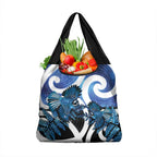 Piwakawaka New Zealand Matariki Grocery Bag Maori New Year Silver Fern Blue Galaxy