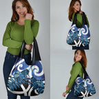 Piwakawaka New Zealand Matariki Grocery Bag Maori New Year Silver Fern Blue Galaxy