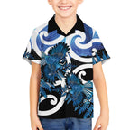 Piwakawaka New Zealand Matariki Hawaiian Shirt Maori New Year Silver Fern Blue Galaxy