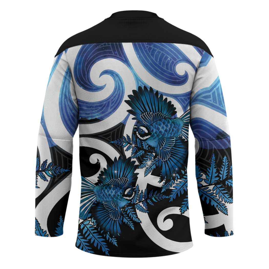 Piwakawaka New Zealand Matariki Hockey Jersey Maori New Year Silver Fern Blue Galaxy