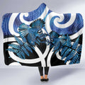 Piwakawaka New Zealand Matariki Hooded Blanket Maori New Year Silver Fern Blue Galaxy