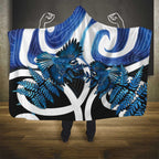 Piwakawaka New Zealand Matariki Hooded Blanket Maori New Year Silver Fern Blue Galaxy