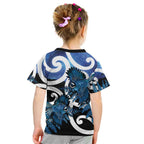Piwakawaka New Zealand Matariki Kid T Shirt Maori New Year Silver Fern Blue Galaxy