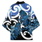 Piwakawaka New Zealand Matariki Kimono Maori New Year Silver Fern Blue Galaxy