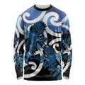 Piwakawaka New Zealand Matariki Long Sleeve Shirt Maori New Year Silver Fern Blue Galaxy