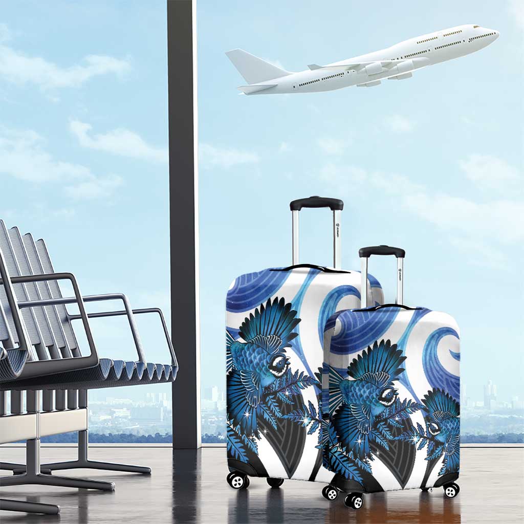 Piwakawaka New Zealand Matariki Luggage Cover Maori New Year Silver Fern Blue Galaxy