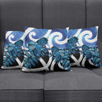 Piwakawaka New Zealand Matariki Pillow Cover Maori New Year Silver Fern Blue Galaxy