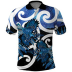 Piwakawaka New Zealand Matariki Polo Shirt Maori New Year Silver Fern Blue Galaxy