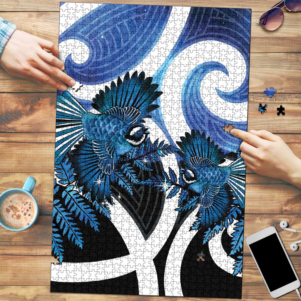 Piwakawaka New Zealand Matariki Puzzle Maori New Year Silver Fern Blue Galaxy