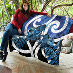 Piwakawaka New Zealand Matariki Quilt Maori New Year Silver Fern Blue Galaxy