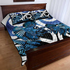Piwakawaka New Zealand Matariki Quilt Bed Set Maori New Year Silver Fern Blue Galaxy