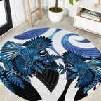 Piwakawaka New Zealand Matariki Round Carpet Maori New Year Silver Fern Blue Galaxy