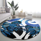 Piwakawaka New Zealand Matariki Round Carpet Maori New Year Silver Fern Blue Galaxy