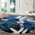 Piwakawaka New Zealand Matariki Round Carpet Maori New Year Silver Fern Blue Galaxy