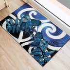 Piwakawaka New Zealand Matariki Rubber Doormat Maori New Year Silver Fern Blue Galaxy