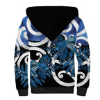 Piwakawaka New Zealand Matariki Sherpa Hoodie Maori New Year Silver Fern Blue Galaxy
