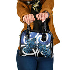 Piwakawaka New Zealand Matariki Shoulder Handbag Maori New Year Silver Fern Blue Galaxy