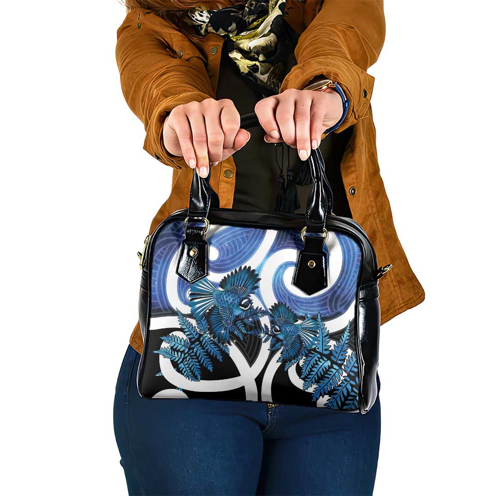 Piwakawaka New Zealand Matariki Shoulder Handbag Maori New Year Silver Fern Blue Galaxy