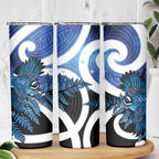 Piwakawaka New Zealand Matariki Skinny Tumbler Maori New Year Silver Fern Blue Galaxy