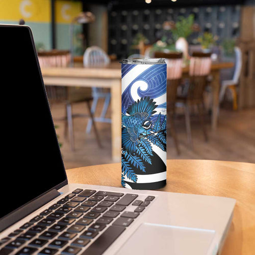 Piwakawaka New Zealand Matariki Skinny Tumbler Maori New Year Silver Fern Blue Galaxy