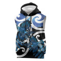 Piwakawaka New Zealand Matariki Sleeveless Hoodie Maori New Year Silver Fern Blue Galaxy