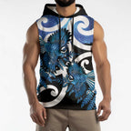 Piwakawaka New Zealand Matariki Sleeveless Hoodie Maori New Year Silver Fern Blue Galaxy