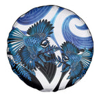 Piwakawaka New Zealand Matariki Spare Tire Cover Maori New Year Silver Fern Blue Galaxy