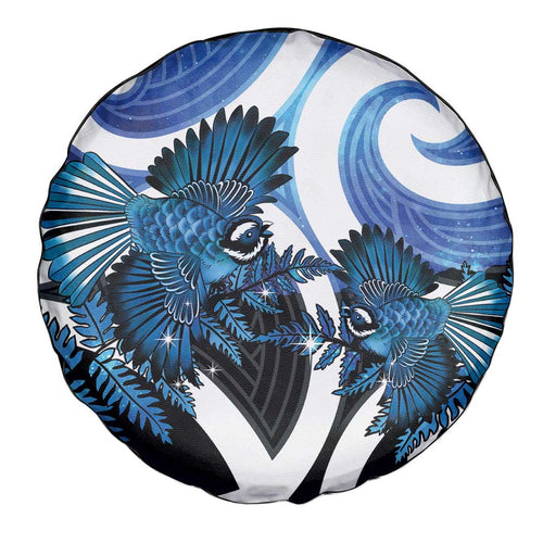 Piwakawaka New Zealand Matariki Spare Tire Cover Maori New Year Silver Fern Blue Galaxy
