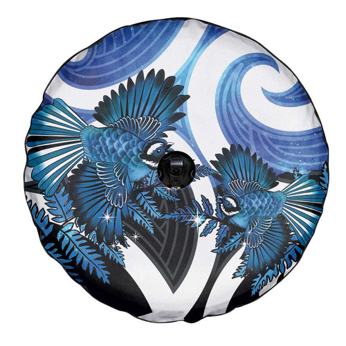 Piwakawaka New Zealand Matariki Spare Tire Cover Maori New Year Silver Fern Blue Galaxy