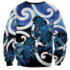 Piwakawaka New Zealand Matariki Sweatshirt Maori New Year Silver Fern Blue Galaxy