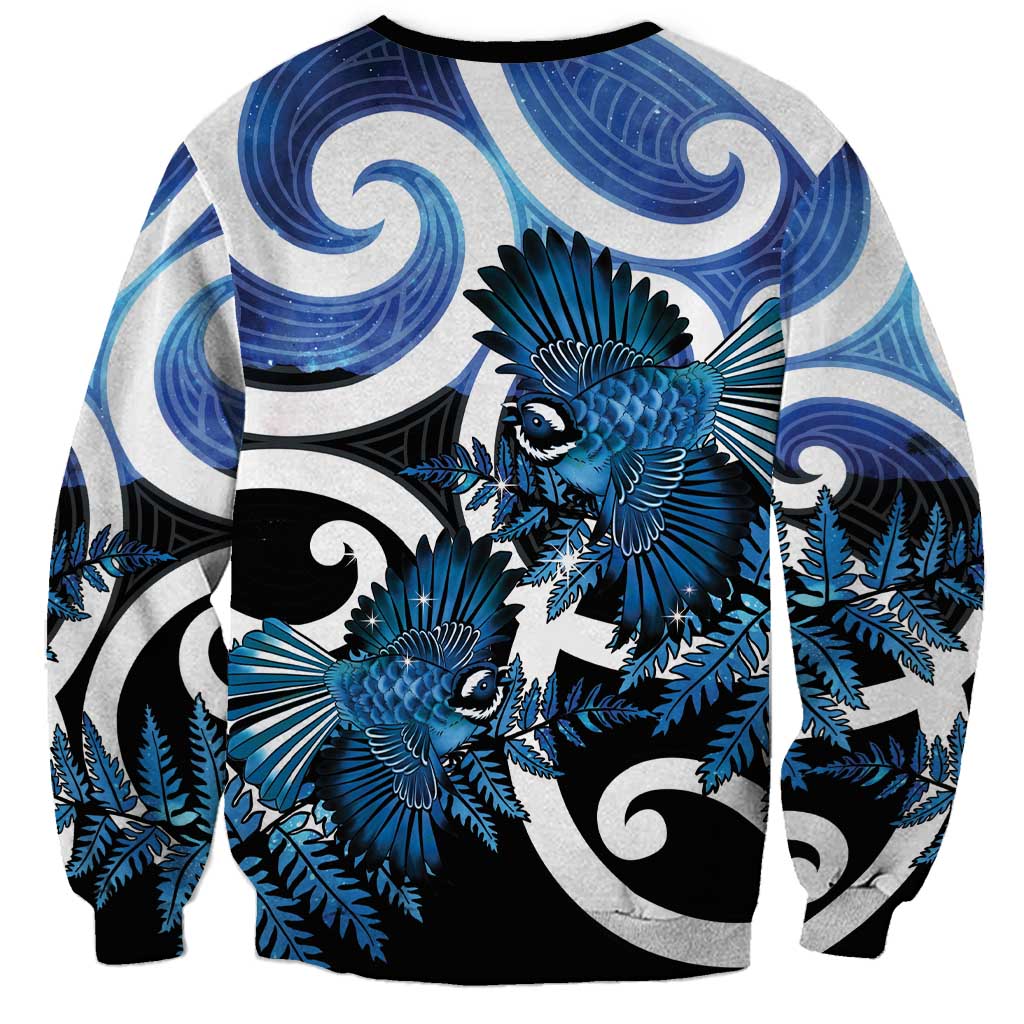 Piwakawaka New Zealand Matariki Sweatshirt Maori New Year Silver Fern Blue Galaxy